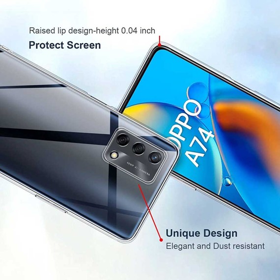CaseUp Oppo A74 4G Kılıf İnce Şeffaf Silikon Beyaz 3